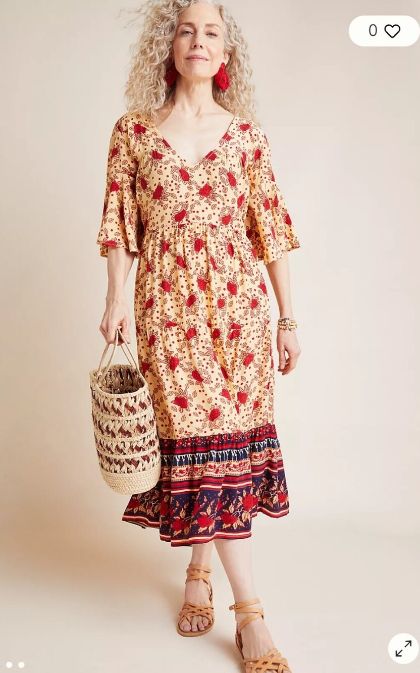 FAITHFULL THE BRAND X ANTHROPOLOGIE Sz 4 Smll MELIA MIDI DRESS